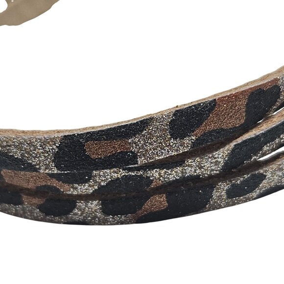 Retro 80s Leather Leopard Print Wrap Bracelet Magnetic Clasp Fashion Jewelry - Picture 2 of 4